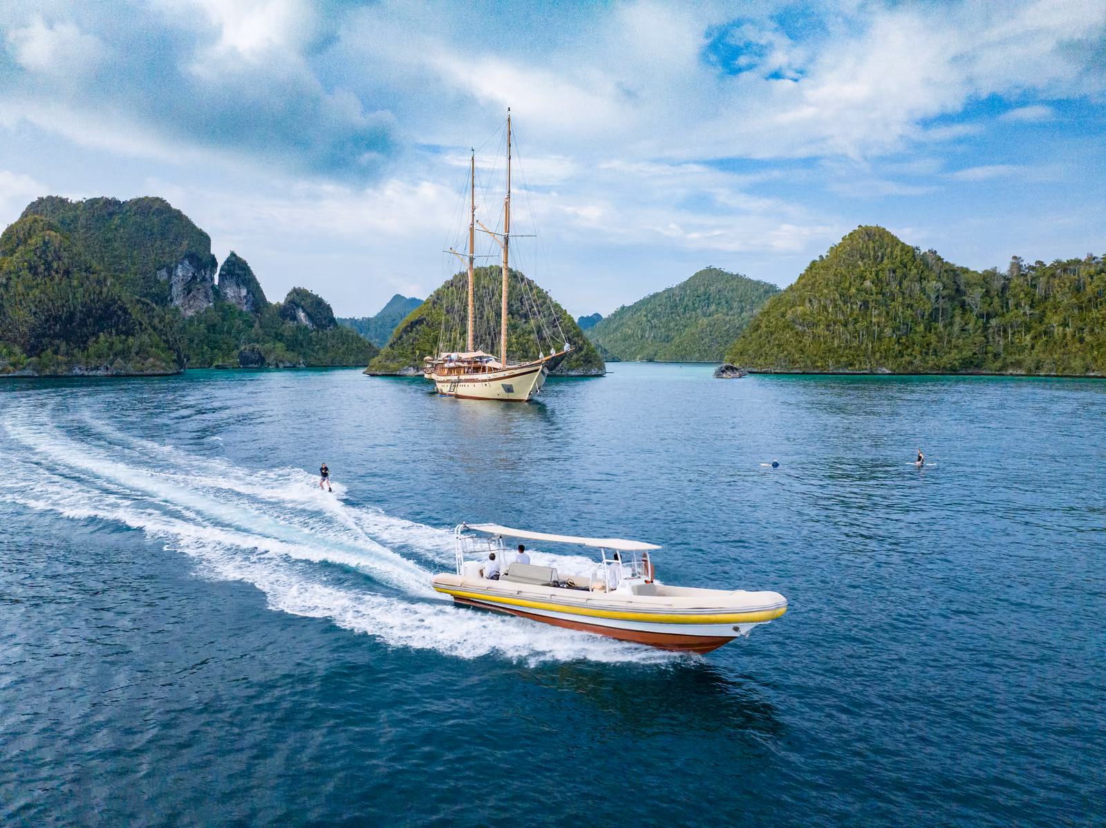 A boat, sky, open water, Raja Ampat, Indonesia