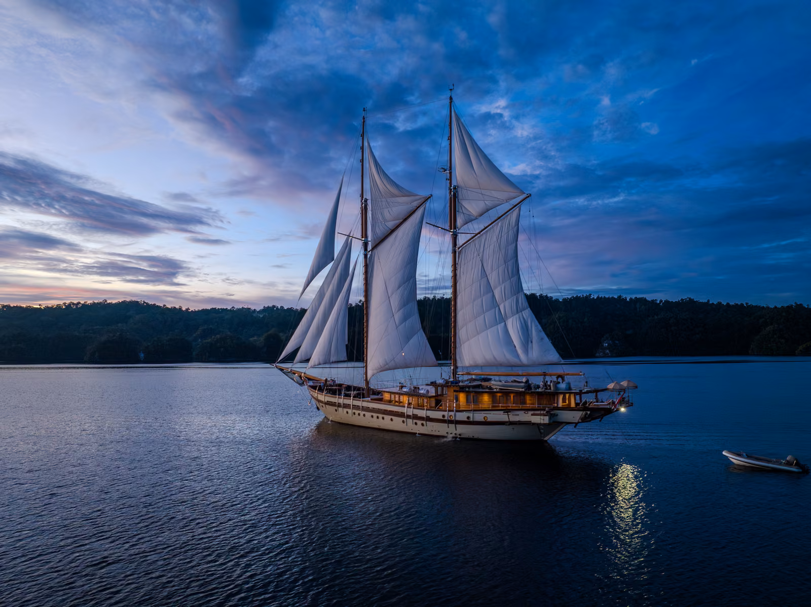 A sailboat, sky, open water, Raja Ampat, Indonesia