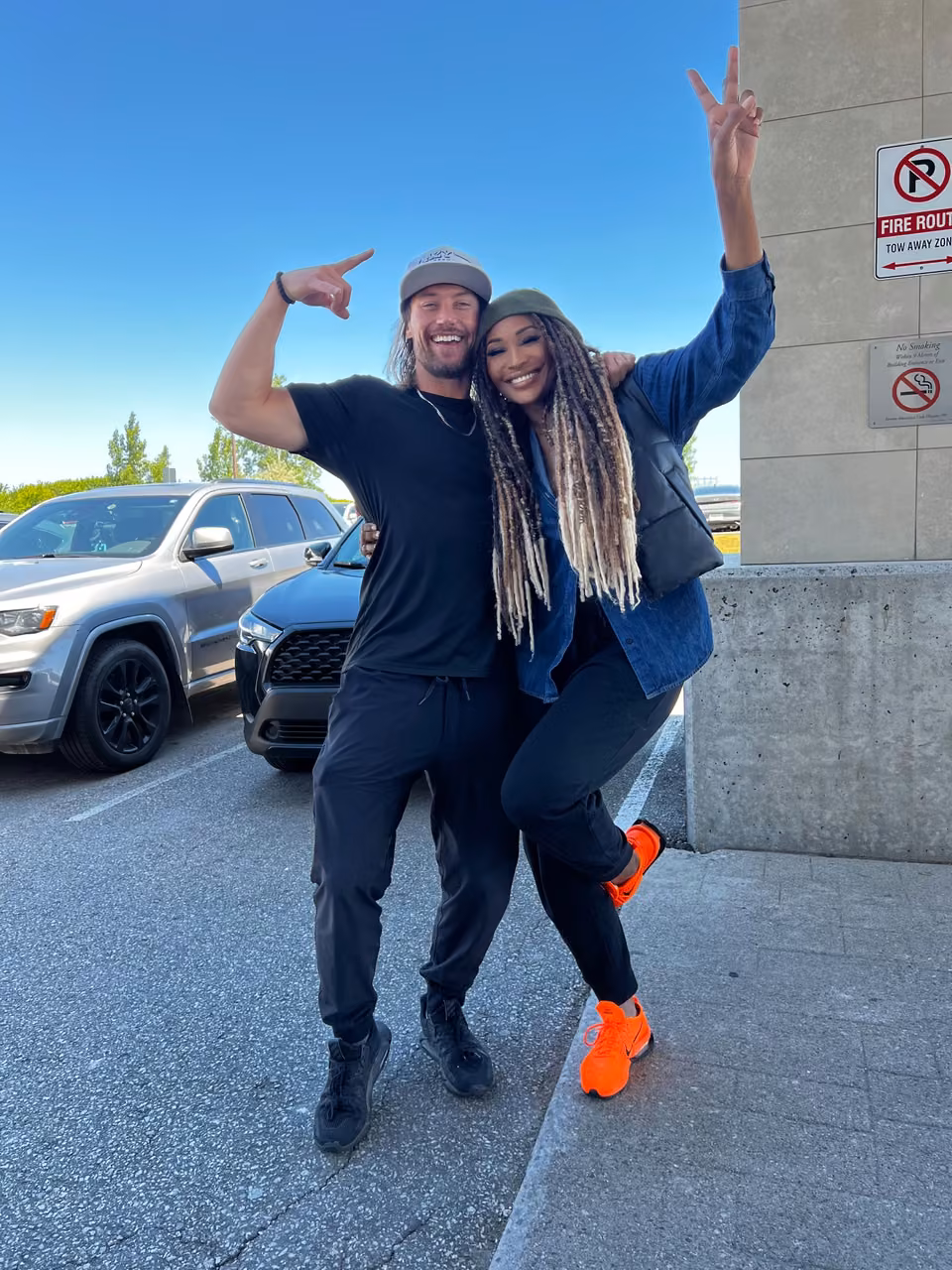 People with a vehicle, sky, King Township, Ontario