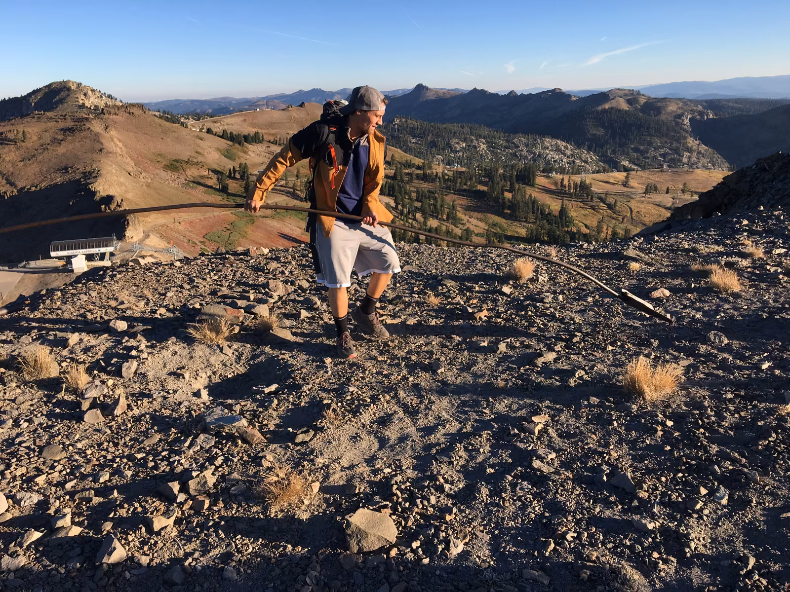 People with sky, hills, Lake Tahoe, California