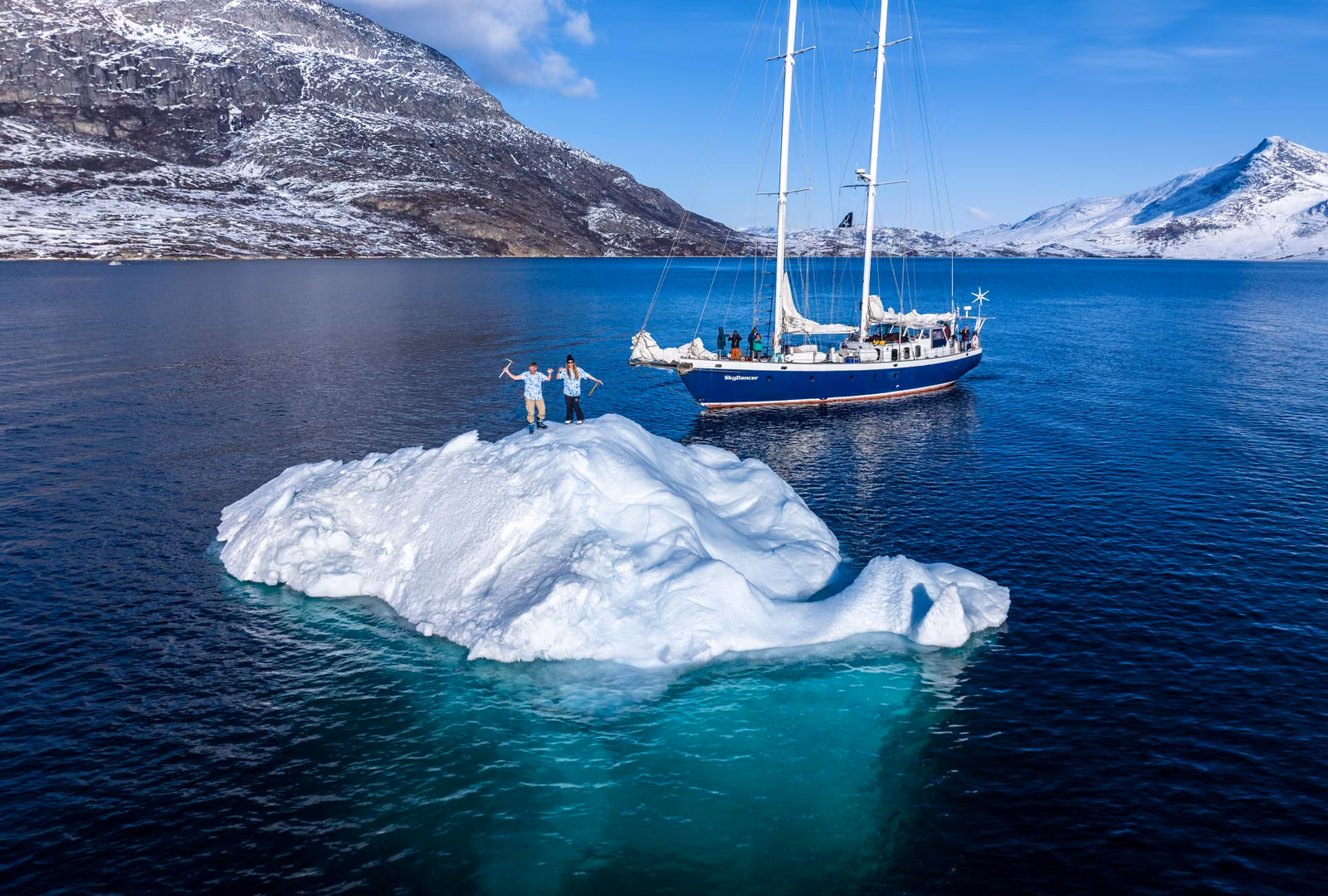 A sailboat, sky, ice, Nuuk, Greenland