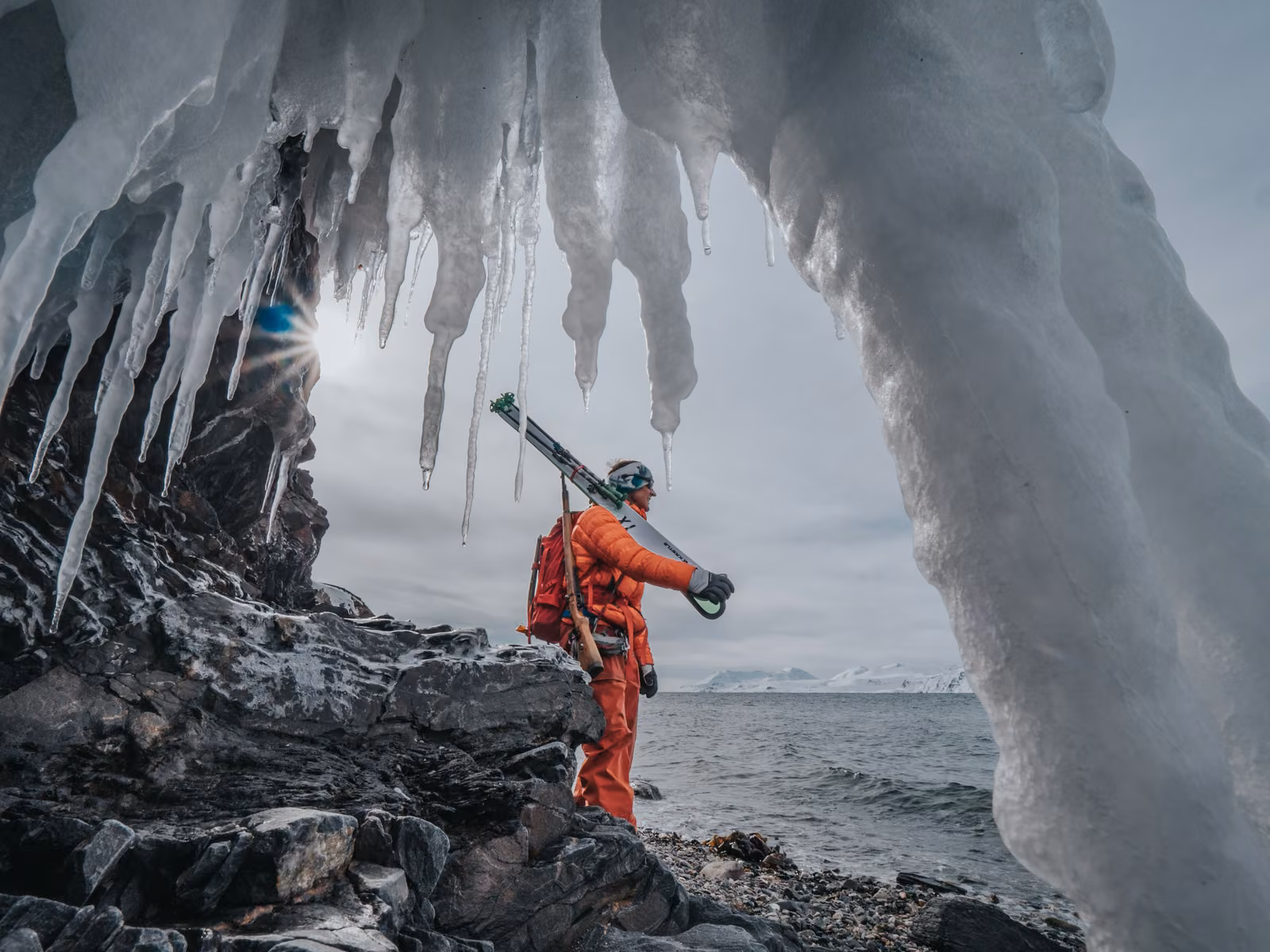 People with rock, Atomfjella, Svalbard