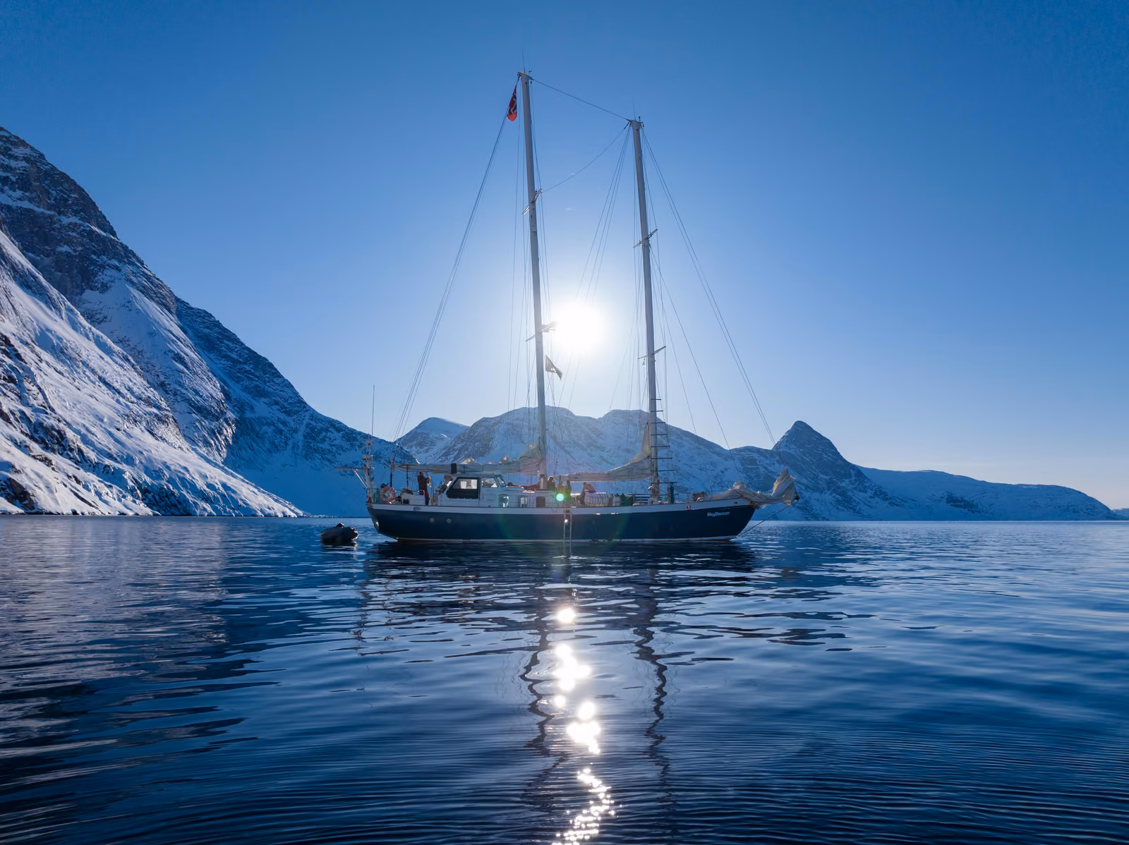 A sailboat, sky, open water, Nuuk, Greenland