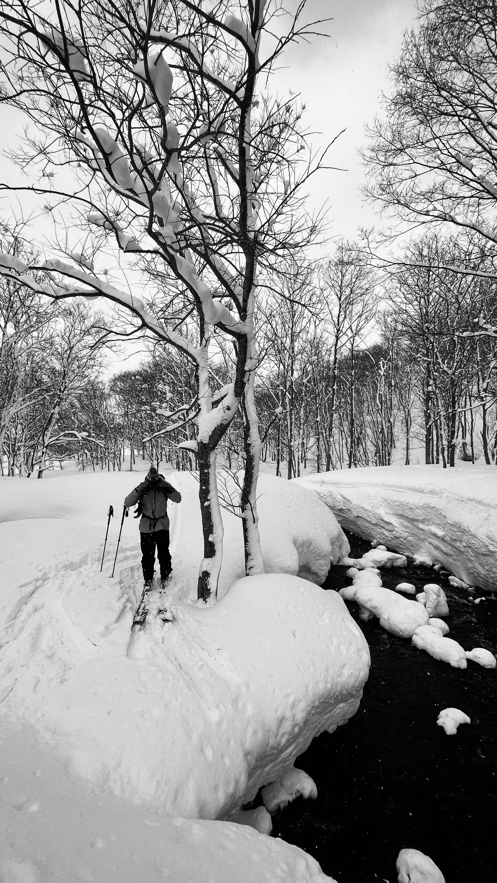 People with snow, ice, Hokkaido, Japan