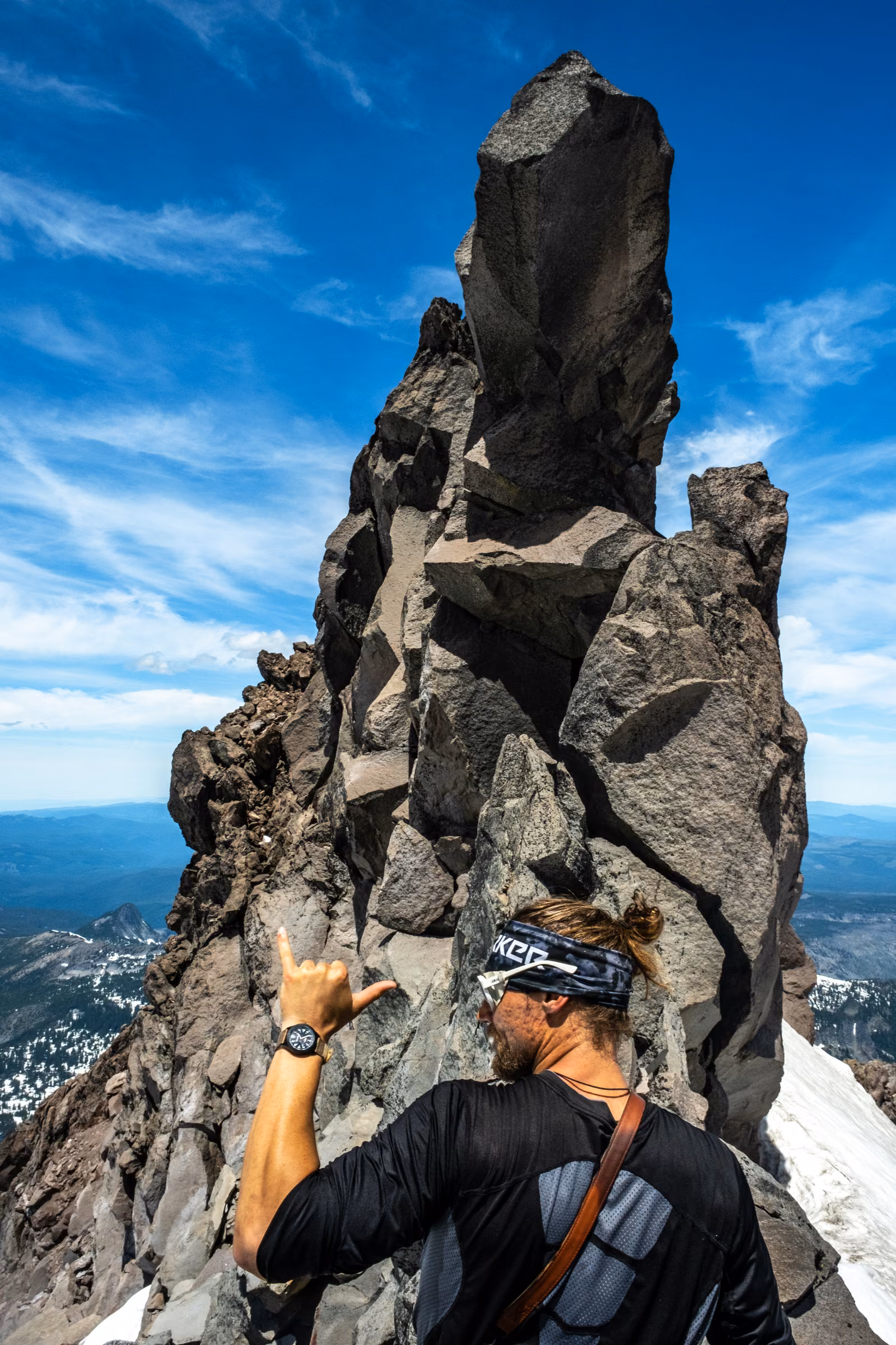 People with sky, rock, Cascade volcanoes, Pacific Northwest