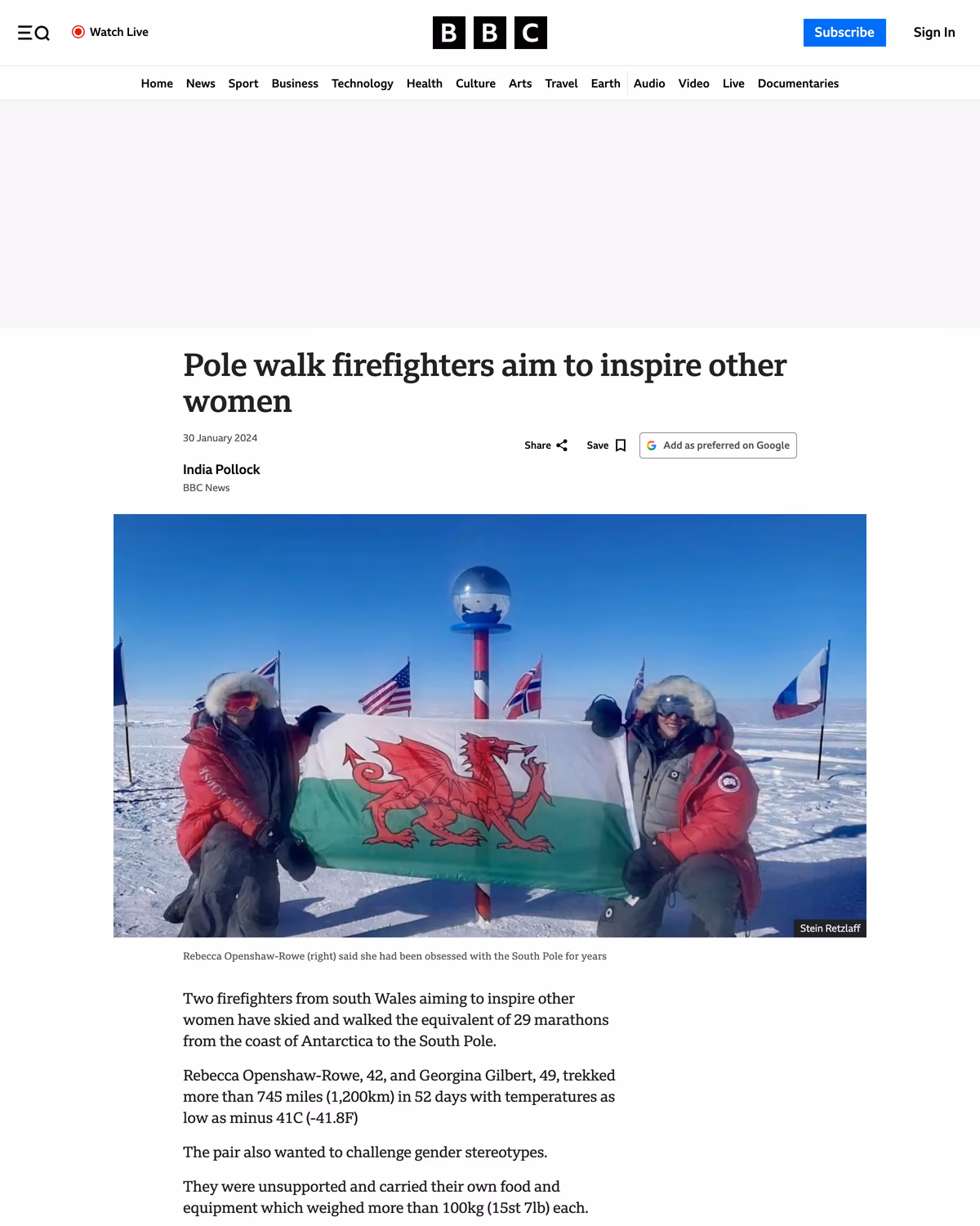 BBC News: South Pole walk firefighters aim to inspire other women
